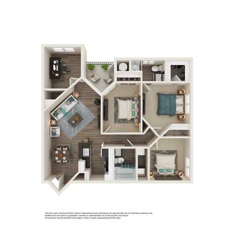 Floor plan for 4 beds, 2 baths, 1166 sqft